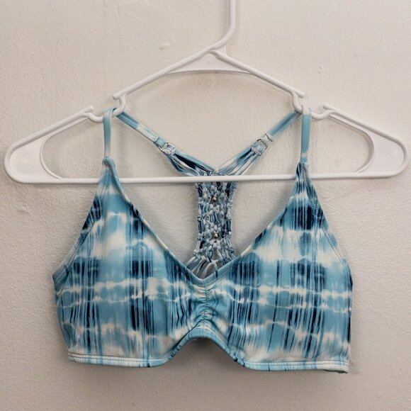 Ambrielle Blue Tie Dye Racerback Swim Top Size L Padded Bra Cup Beachwear - Picture 1 of 3